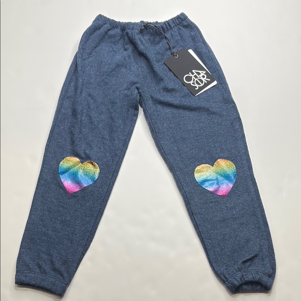 Chaser Blue Joggers with Rainbow Heart Patches